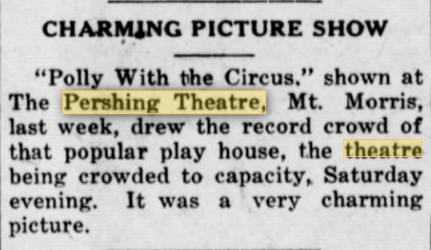 Pershing Theatre - 1919 Article (newer photo)